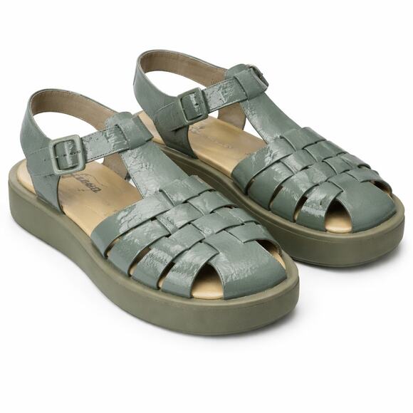 Free People Finn Platform Fisherman Sandals Sea Serpent Patent Leather EU 38 NEW - Picture 1 of 8